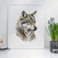 Watercolor Wolf Portrait art