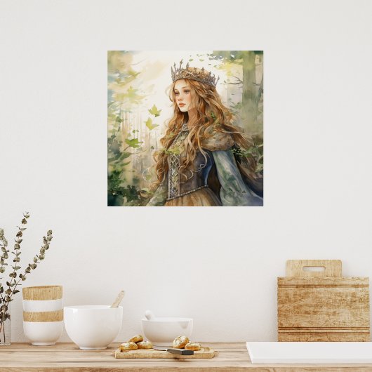 Poster Watercolour Forest Princess (Cuisine)