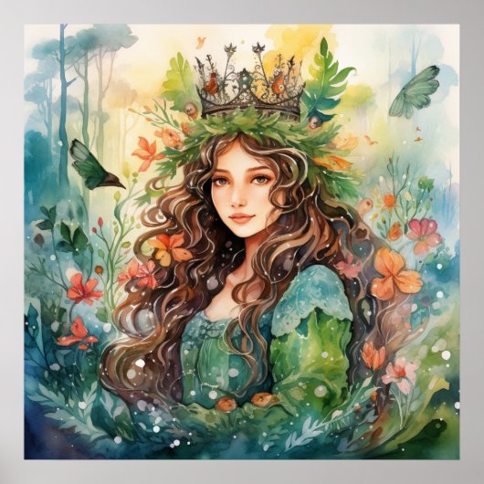Poster Watercolour Forest Princess (Devant)
