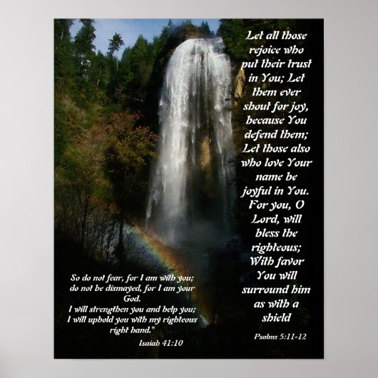 Poster Waterfall & Rainbow Help From God Print (Devant)