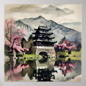 Poster Waterfront Castle Landscape (Devant)