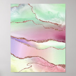 Poster Watermelon Agate   Neo Mint Green and Cassis Pink