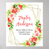 Poster Watermelon and Pomegranate Baby Birth Stats (Devant)