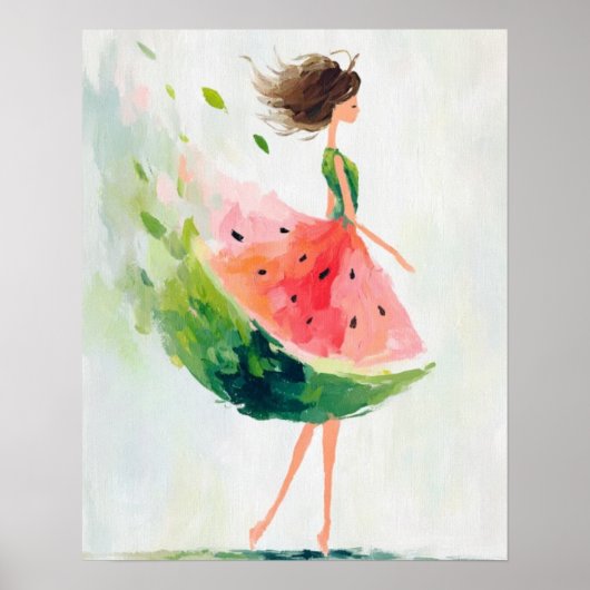 Poster Watermelon Breeze – Whimsical Summer Girl (Devant)