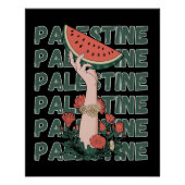 Poster watermelon, flowers, and palestine text Repeat (Devant)