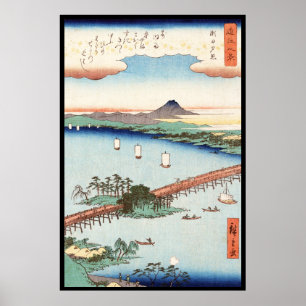 Poster Waterscape vintage japonais frais de paysage