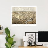 Poster Watertown, WI Carte panoramique - 1867 (Bureau à domicile)