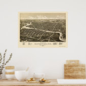 Poster Watertown, WI Carte panoramique - 1885 (Cuisine)