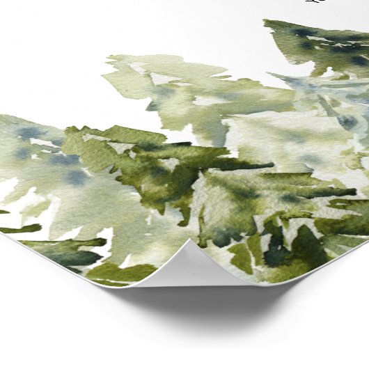 Poster waterverf Camping Rustic Pine Seating Plan (Hoek)