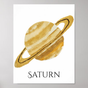 Poster Waterverf Saturnus Planet