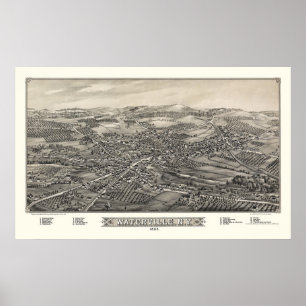 Poster Waterville, carte panoramique de NY - 1885