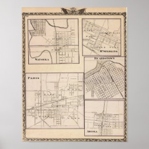 Poster Watseka, Paris, Mt Sterling, Beardstown et Arcola