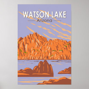 Poster Watson Lake Arizona Voyage Art Rétro