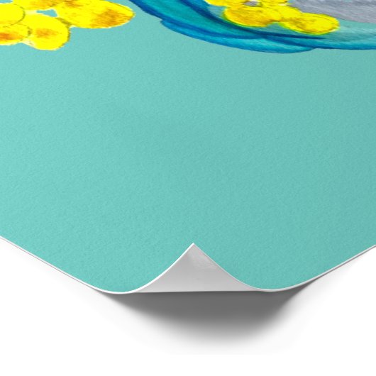 Poster Wattle mimosa moderne fleurie jaune (Coin)