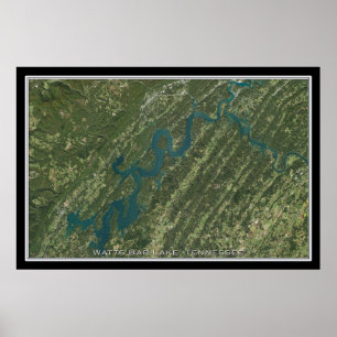Poster Watts Bar Lake Tennessee Carte de l'affiche satell