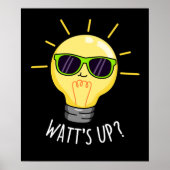 Poster Watts Up Funny Light Bulb Pun Dark BG (Devant)
