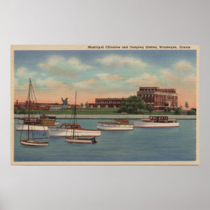 Poster Waukegan, IL - vue de station de pompage