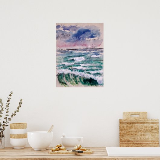 Poster Wave Crash des cadeaux d'art de plage (Cuisine)