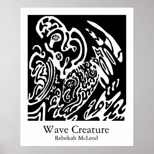 Poster "Wave Creature" B&W Art abstrait (Devant)