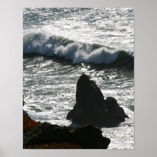 Poster Waves Crashing, Baie de San Francisco, Portrait (Devant)