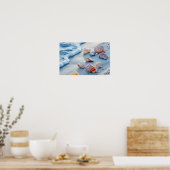 Poster Waves Océan Nature Mer Bleu Eau Surface Plage (Cuisine)