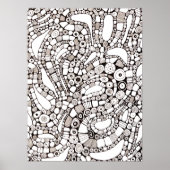 Poster Wavy Bendy Circles Square Abstract Line Drawing (Devant)