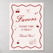 Poster Wavy Burgundy Cherry Bridal Shower Favor (Devant)