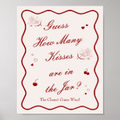 Poster Wavy Cherry Bridal Shower Guess How Many Kisses (Devant)