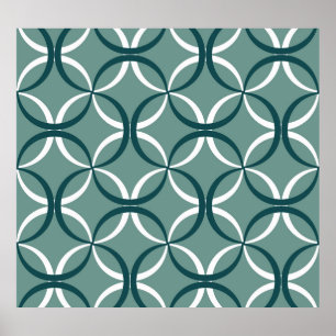 Poster Wavy Lines Green Seamless Motif