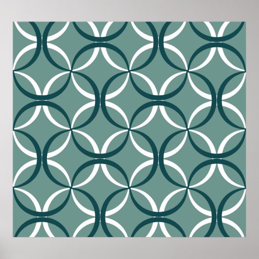 Poster Wavy Lines Green Seamless Motif (Devant)
