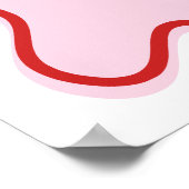 Poster Wavy Moderne Curvy Retro Baby shower rose et rouge (Coin)