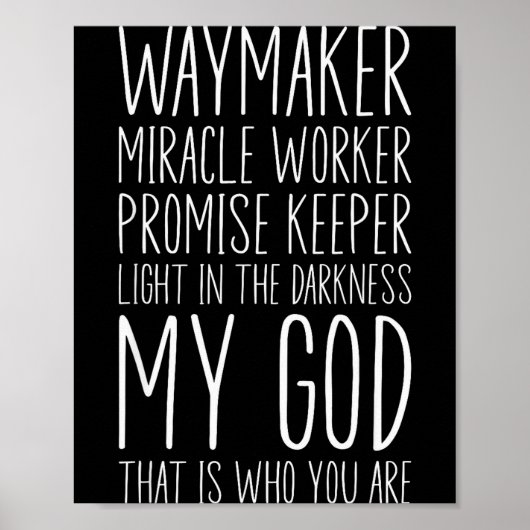 Poster Waymaker Miracle Worker Promise Keeper My God Chri (Devant)