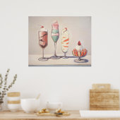 Poster wayne thiebaud - quatre sundaes (Cuisine)