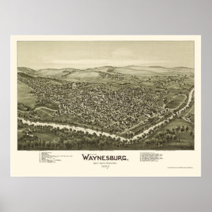 Poster Waynesburg, carte panoramique de PA - 1897