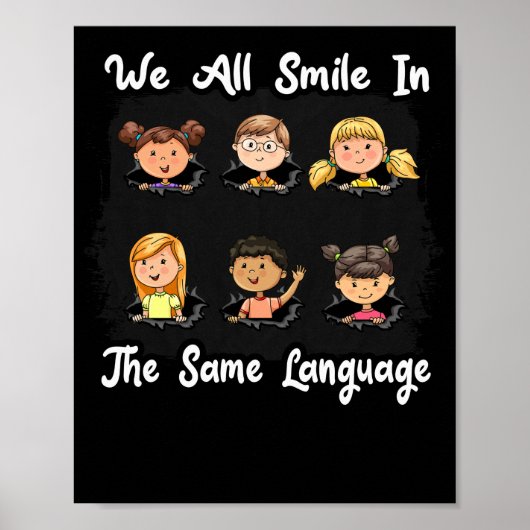 Poster We All Smile In the Same Language Celebrate (Devant)