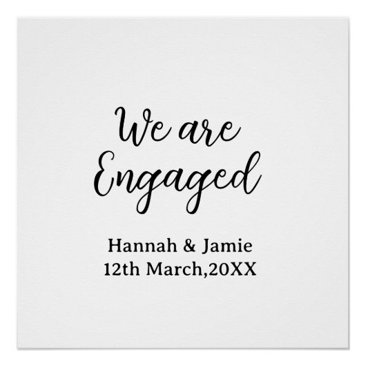 Poster We are Engaged couple name date calligraphystylish (Devant)