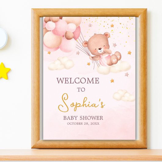 Poster We Can Bearly Wait, Bear Girl Baby Shower