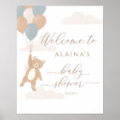 Poster We Can Bearly Wait Boy Baby Shower Welcome Sign (Devant)