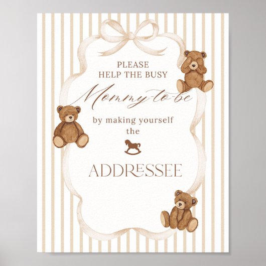 Poster We Can Bearly Wait Elegant Baby Shower addressee (Devant)