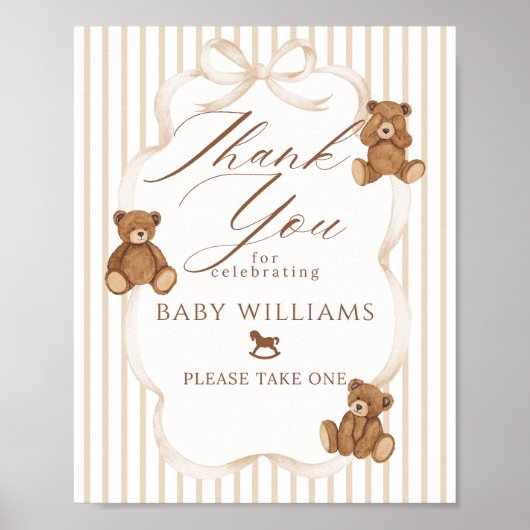 Poster We Can Bearly Wait Elegant Baby Shower Favors (Devant)