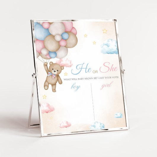 Poster We Can Bearly Wait Gender Reveal Sign