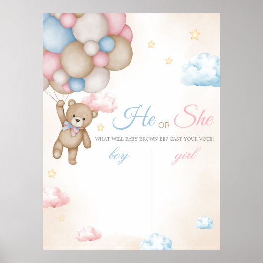 Poster We Can Bearly Wait Gender Reveal Sign (Devant)