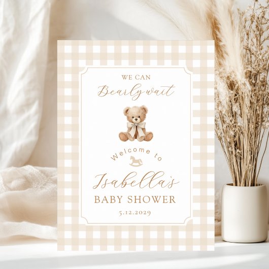 Poster  We can bearly wait neutral Teddy bear Welcome