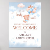 Poster We Can Berly Wait Teddy Bear Baby Shower Welcome  (Devant)