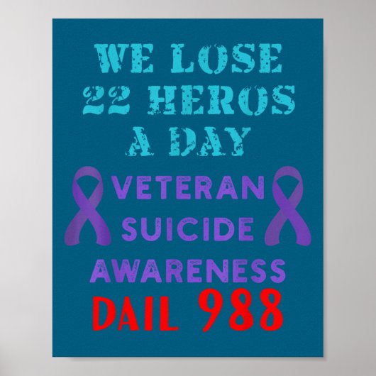 Poster We Lose 22 Heros A Day Veteran Suicide Prevention  (Devant)