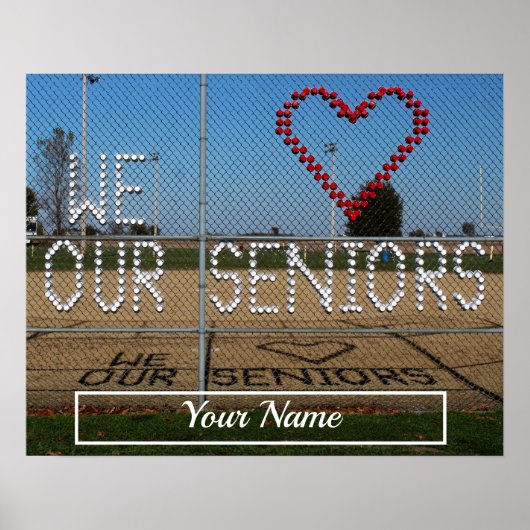 Poster We Love Our Seniors Personnalisé Nom couleur photo (Devant)
