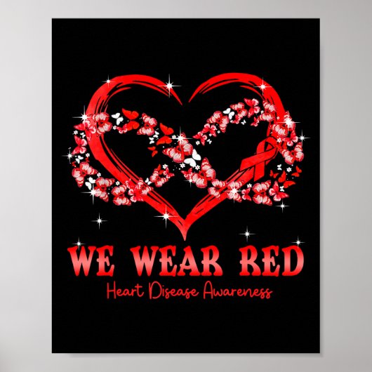 Poster We Wear Red Butterfly Heart Heart Disease Awarenes (Devant)