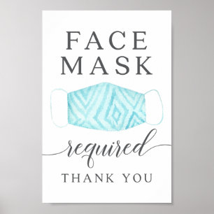 Poster Wear A Mask Sign - Mask Required - Blue Mask