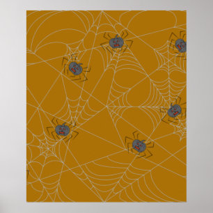 Poster Web et citrouilles d'araignées d'Halloween