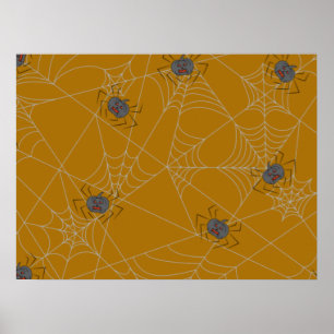 Poster Web et citrouilles d'araignées d'Halloween